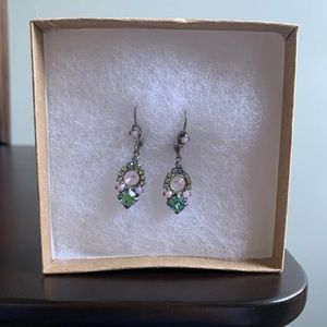 Pretty Pink and Blue Stone Costume Jewelry Earrings